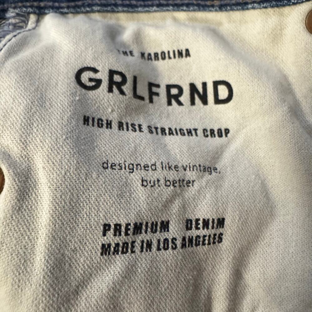 GRLFRND USA Karolina High Rise Straight Crop The Valley Jeans Sz 25 Distressed - Picture 9 of 12